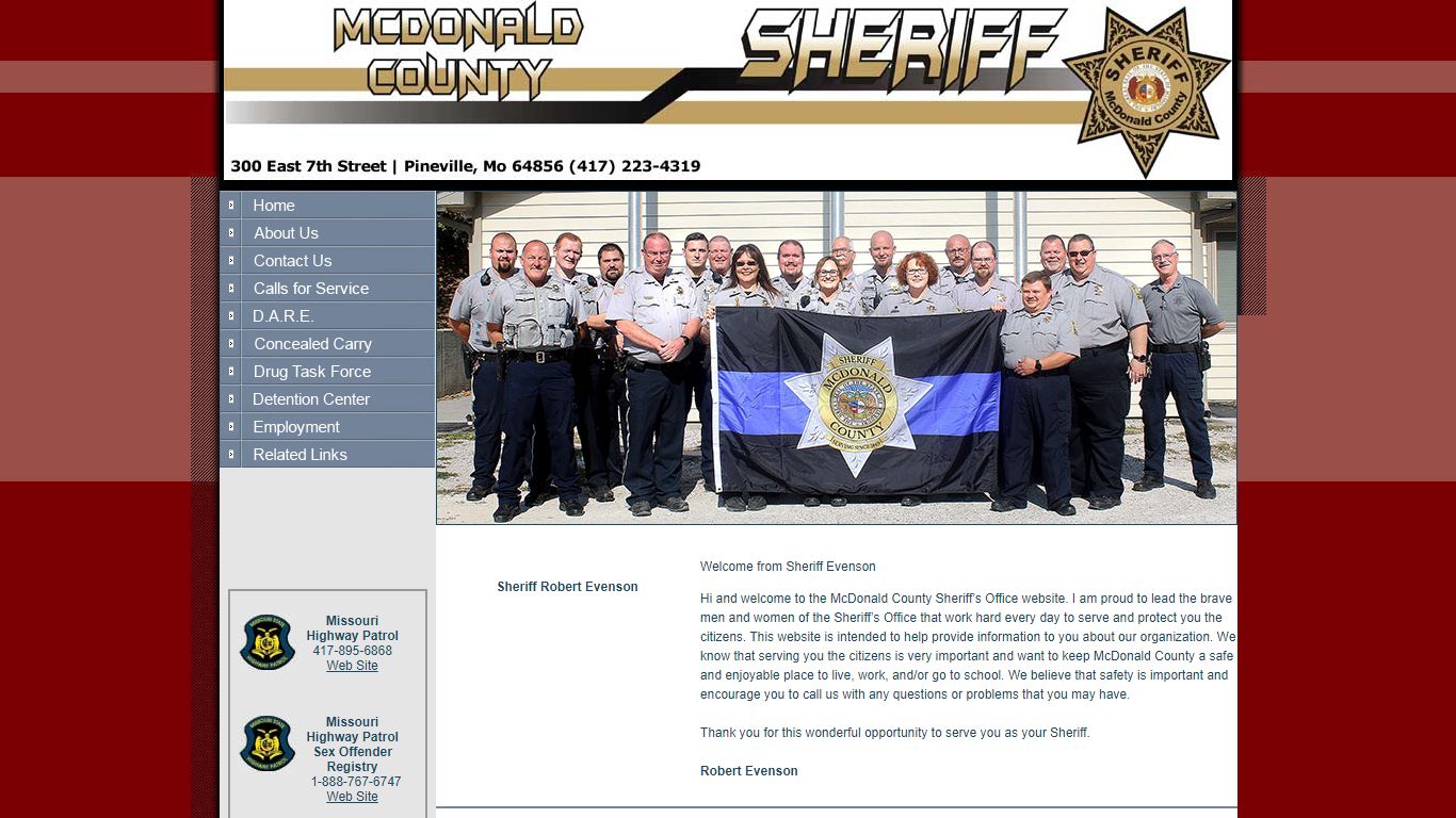 Welcome to the McDonald County Sheriff's Office Website